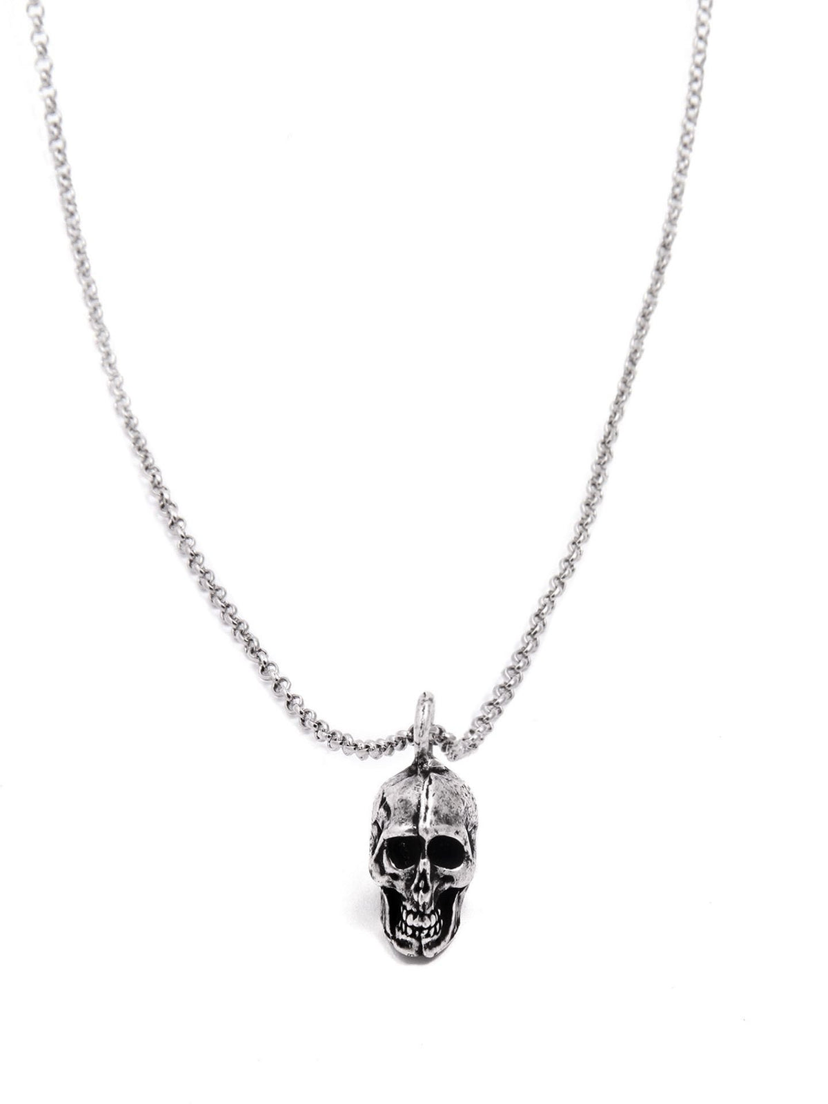 Small Silver Human Skull Necklace by Blue Bayer Design - www.inkedshop.com