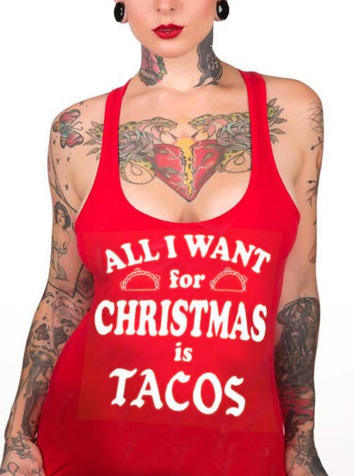 Women&#39;s All I Want For Christmas Is Tacos Racerback Tank