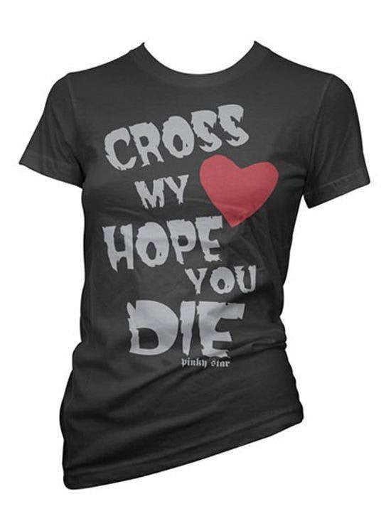 Women&#39;s &quot;Cross My Heart Hope You Die&quot; Tee by Pinky Star (Black) - InkedShop - 3