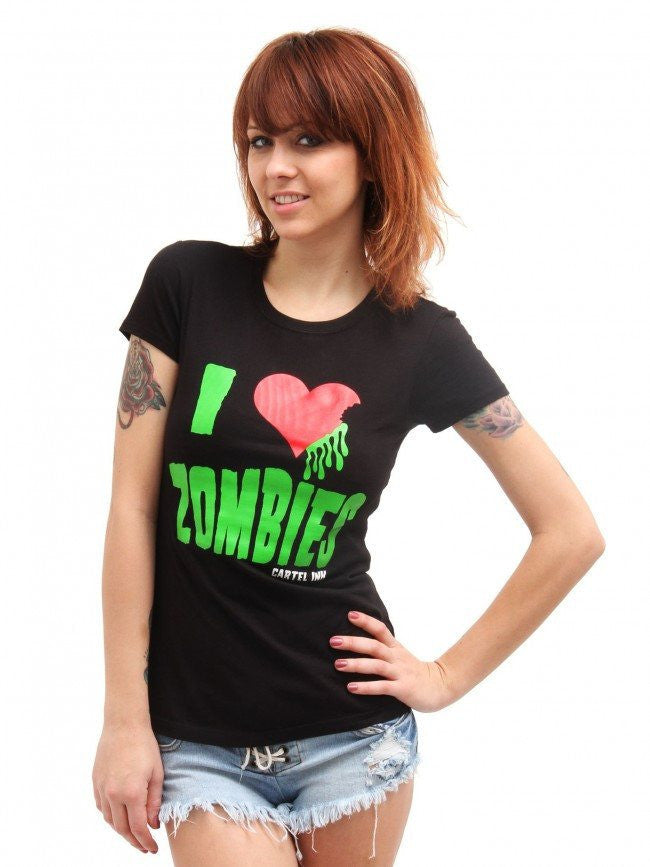 Women&#39;s &quot;I Love Zombies&quot; Tee by Pinky Star (Black) - InkedShop - 2