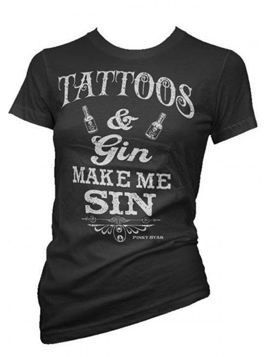 Women&#39;s Tattoos &amp; Gin Make Me Sin Tee By Pinky Star