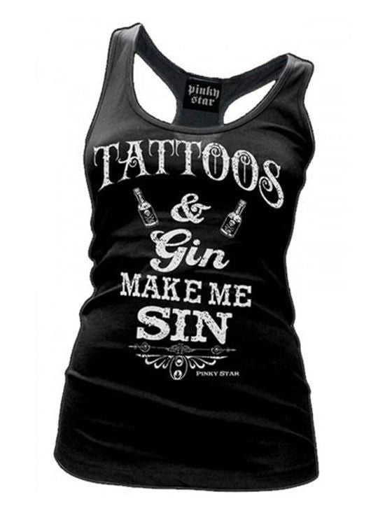 Women&#39;s Tattoos &amp; Gin Make Me Sin Racerback Tank By Pinky Star