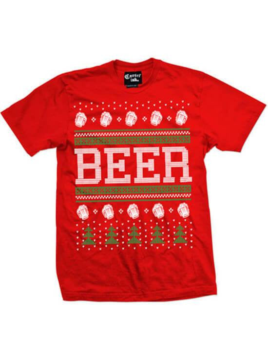 Men&#39;s &quot;Beer&quot; Ugly Christmas Sweater Tee by Cartel Ink (Black) - www.inkedshop.com