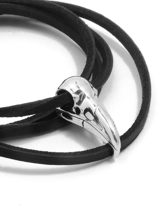 &quot;Raven Skull&quot; Leather Bracelet by Lost Apostle (Antique Silver) - InkedShop - 3