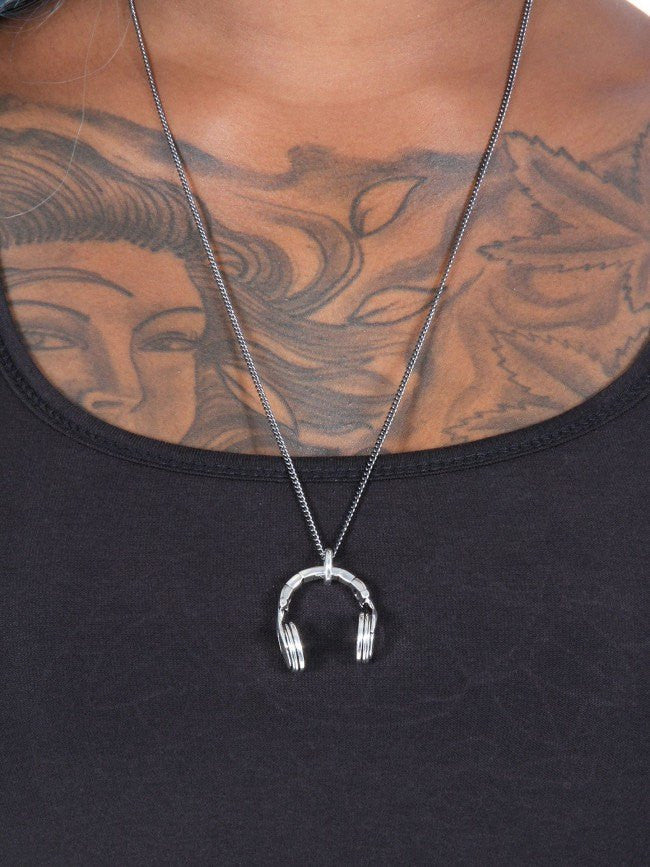 &quot;Headphones&quot; Necklace by Lost Apostle (Antique Silver) - InkedShop - 2
