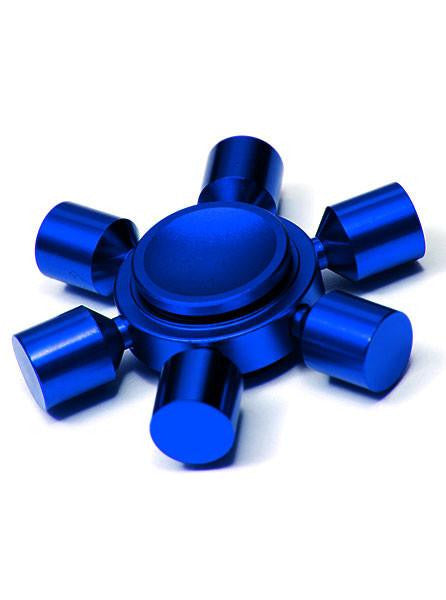 6-Way Solid Metal Fidget Spinner - Blue Color - www.inkedshop.com