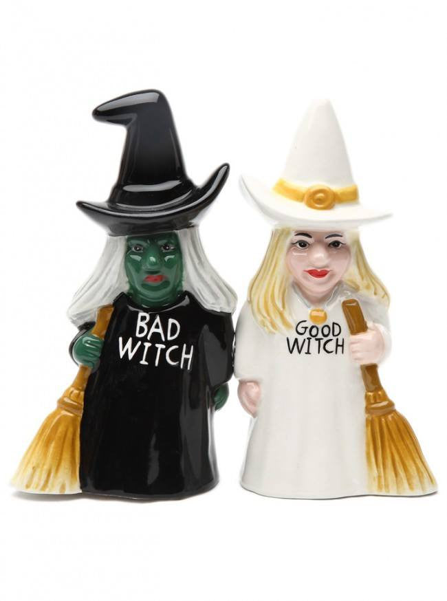 &quot;Good Witch Bad Witch&quot; Salt and Pepper Set by Pacific Trading - www.inkedshop.com