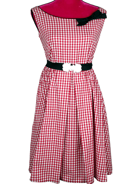 Women&#39;s &quot;Halter Neck&quot; Swing Dress by Pinky Pinups (Red/White) - www.inkedshop.com