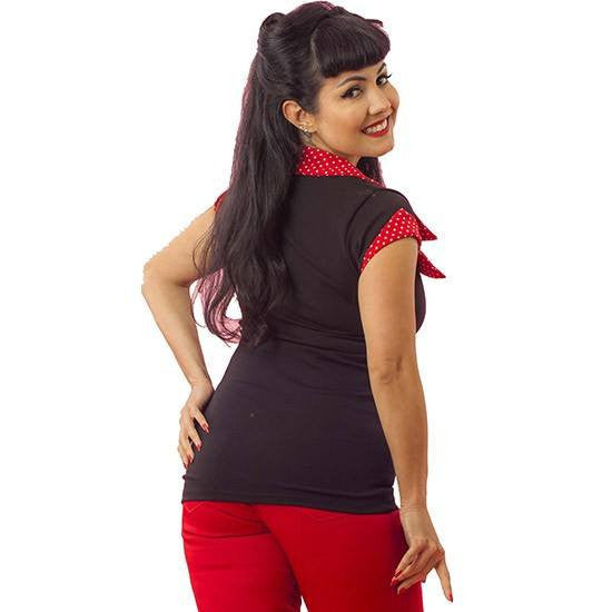 Women&#39;s &quot;Dot&quot; Tailored Top by Pinky Pinups (Black) - www.inkedshop.com