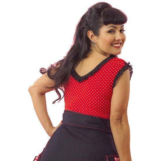 Women&#39;s &quot;Dot&quot; French Top by Pinky Pinups (Red/White) - www.inkedshop.com