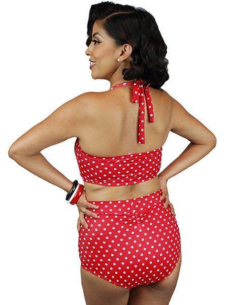 Women&#39;s &quot;Vintage&quot; Two Piece Swimsuit by Pinky Pinups (Red/White) - www.inkedshop.com