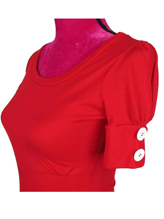 Women&#39;s &quot;Puff Sleeve&quot; Cuff Top by Pinky Pinups (Red) - www.inkedshop.com