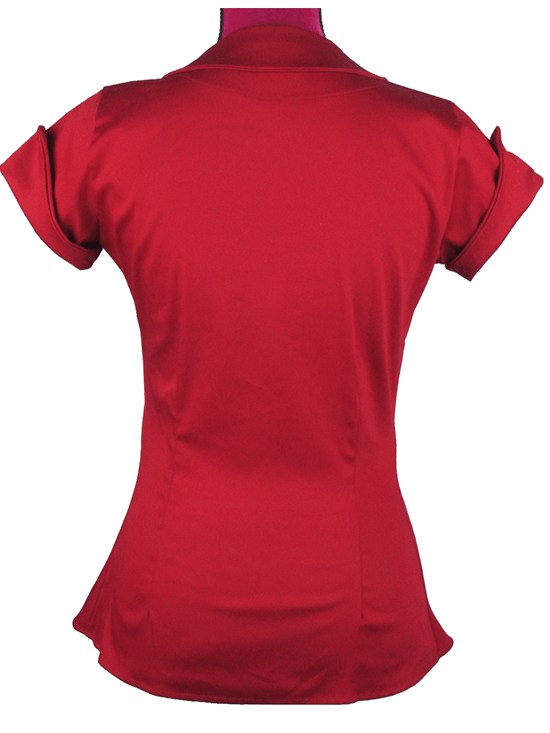 Women&#39;s &quot;Tailor&quot; Button Up Shirt by Pinky Pinups (Red) - www.inkedshop.com