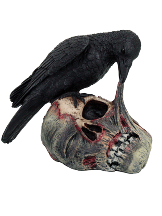&quot;Raven on Zombie&quot; Skull by Pacific Trading - www.inkedshop.com
