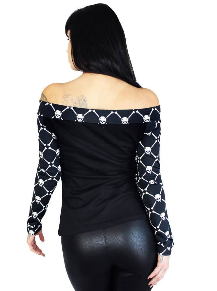 Women&#39;s &quot;Skull Baby&quot; Off Shoulder Sexy Fit Tee by Demi Loon (Black) - www.inkedshop.com