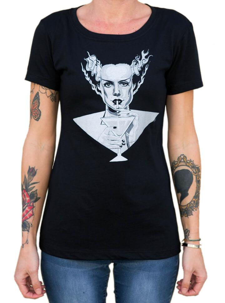 Women&#39;s &quot;Bride Martini&quot; Loose Tee by Lowbrow Art Company (Black) - www.inkedshop.com