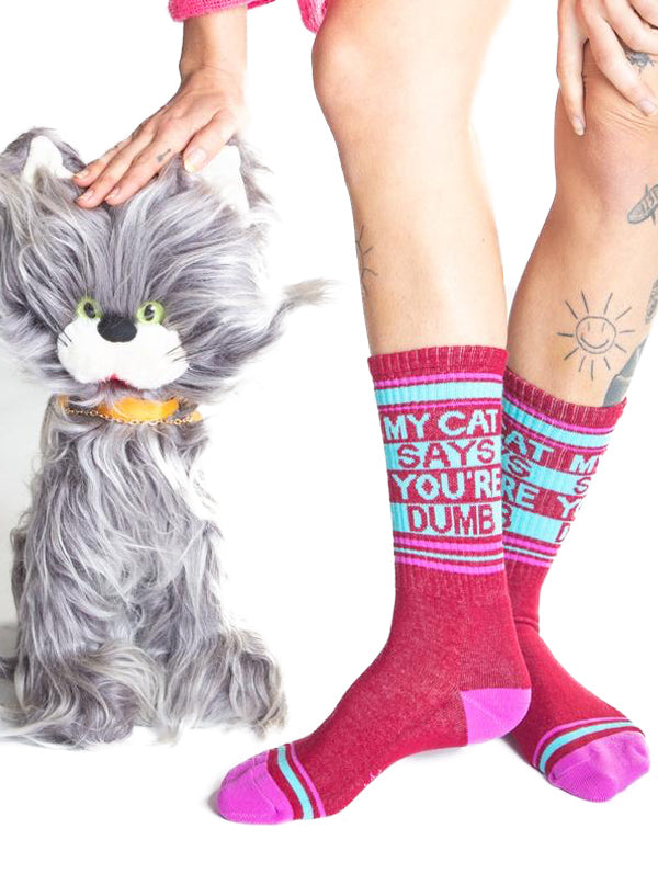 Unisex My Cat Says You&#39;re Dumb Ribbed Gym Socks