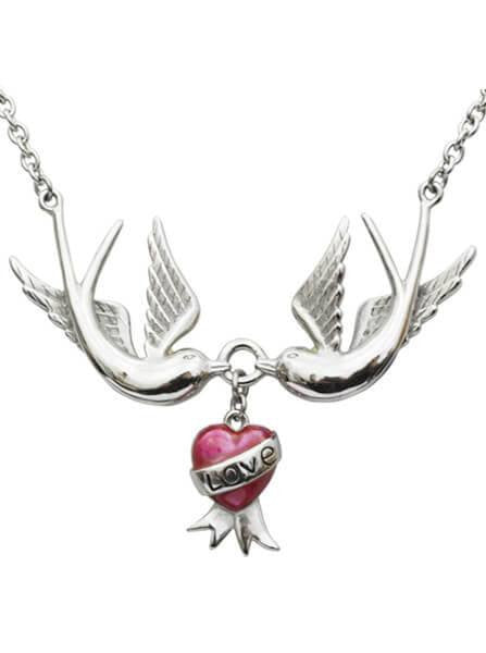 &quot;Love Swallows&quot; Necklace by Controse (Silver) - www.inkedshop.com