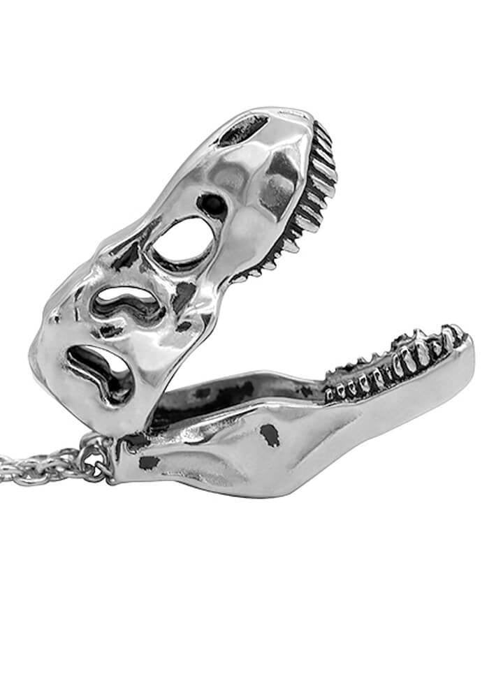 &quot;T-Rex Skull&quot; Necklace by Controse (Silver) - www.inkedshop.com