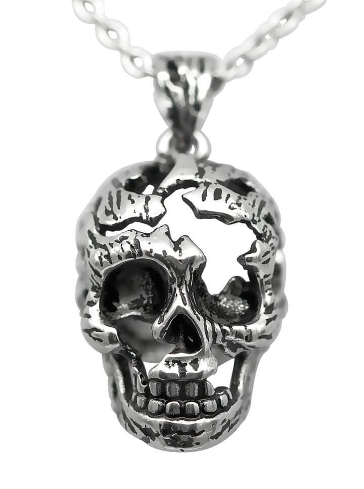 &quot;Fractured Skull&quot; Necklace by Controse (Silver) - www.inkedshop.com