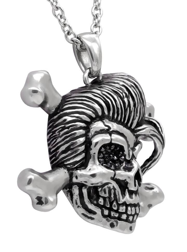 &quot;Rockabilly Skull&quot; Necklace by Controse (Silver) - www.inkedshop.com