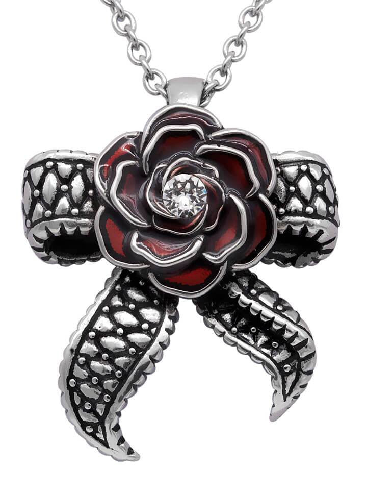 &quot;Rose With Tentacle Bow&quot; Necklace by Controse (Silver) - www.inkedshop.com