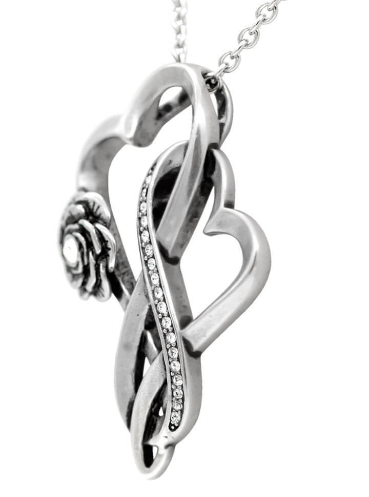 &quot;Infinity Hearts With Rose&quot; Necklace by Controse (Silver) - www.inkedshop.com