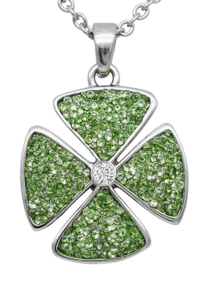 &quot;Crystal Clover&quot; Necklace by Controse (Green) - www.inkedshop.com