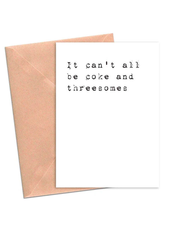 Coke and Threesomes Funny Sympathy Card