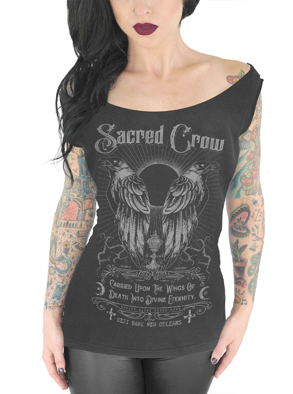 Women&#39;s Sacred Crow Off Shoulder Tee
