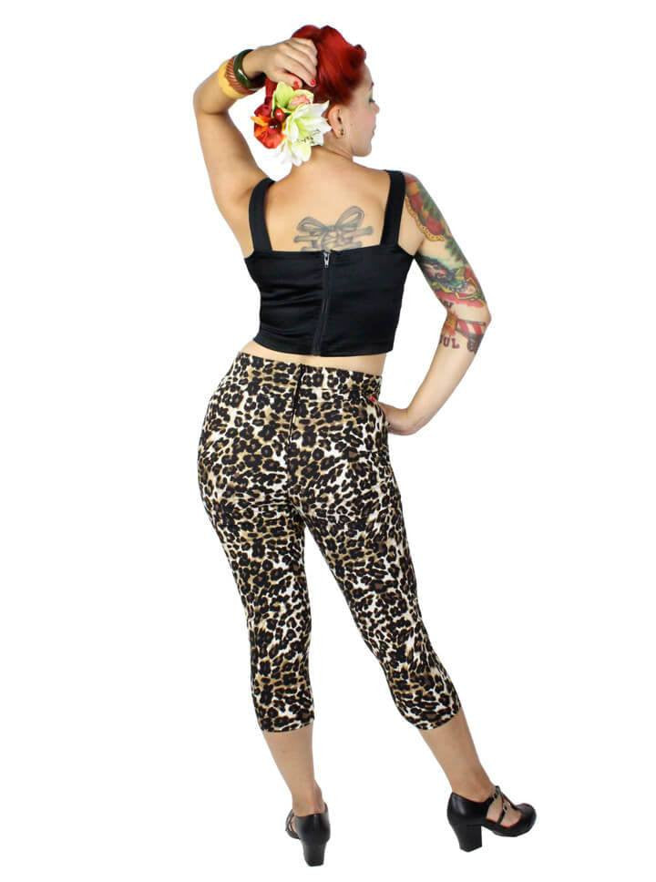 Women&#39;s &quot;High Waist&quot; Capri Pants by Hemet (Leopard) - www.inkedshop.com