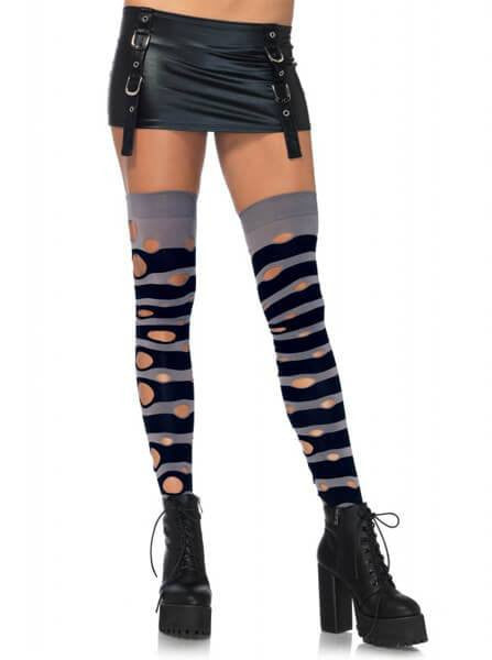 Women&#39;s &quot;Distressed Striped&quot; Thigh High Socks by Leg Avenue (More Options) - www.inkedshop.com