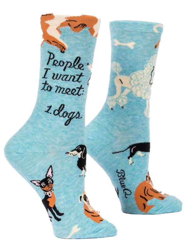 Women&#39;s People I Want To Meet: Dogs Crew Socks