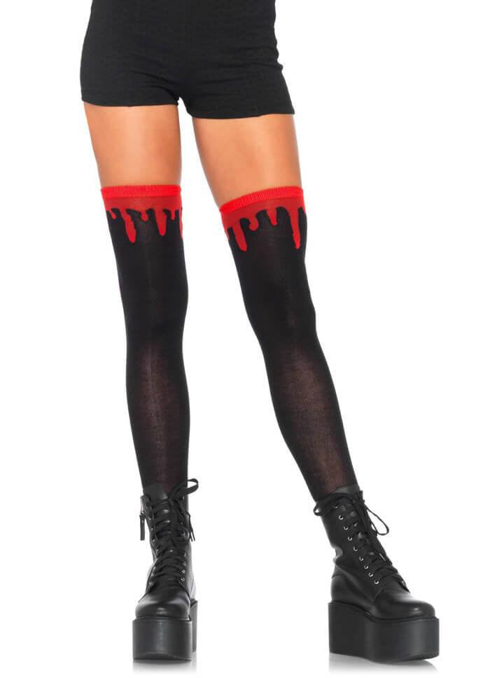 Women&#39;s &quot;Dripping Blood&quot; Knee High Socks by Leg Avenue (Black) - www.inkedshop.com