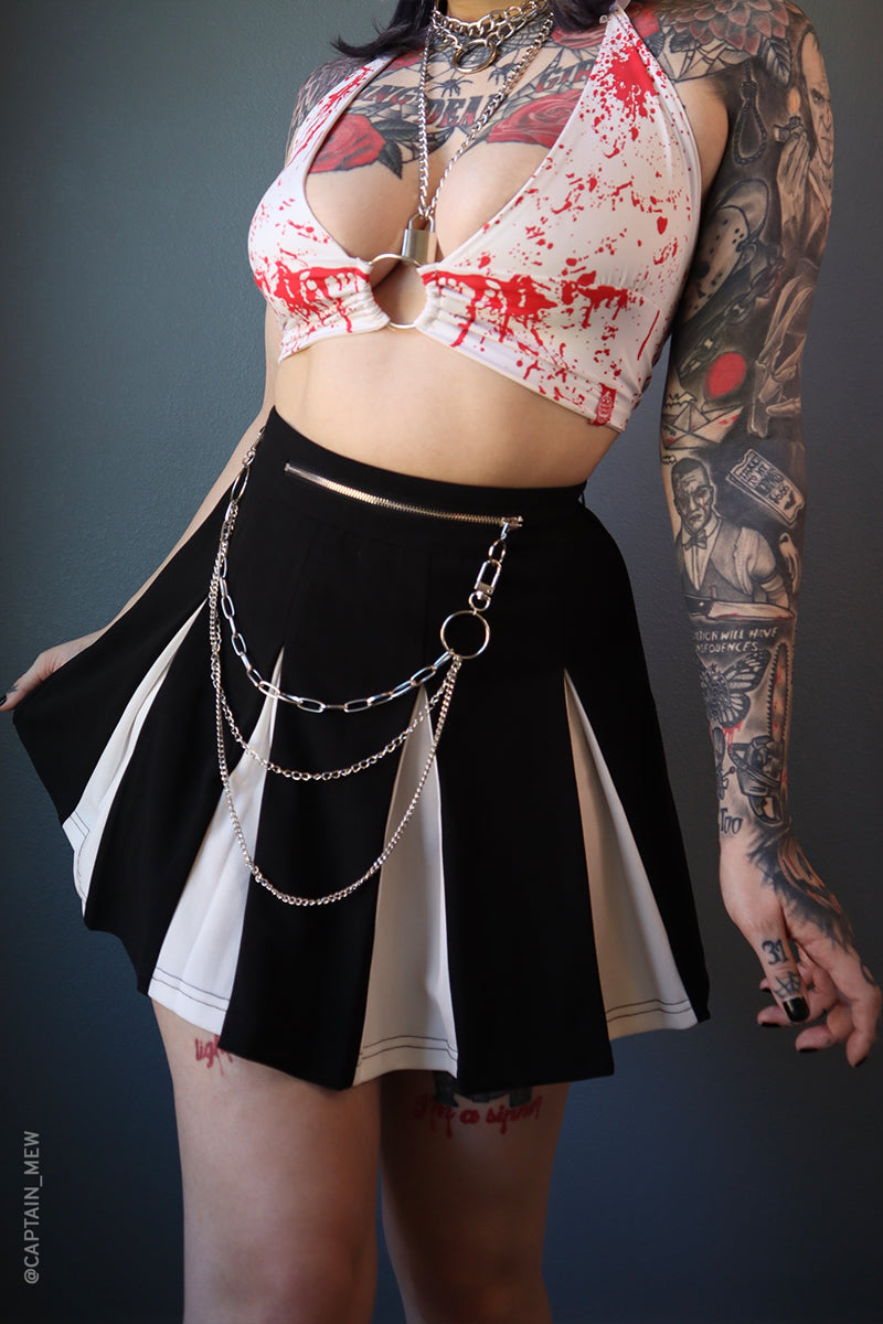 Women&#39;s Dual Tone Pleated Chain Skirt