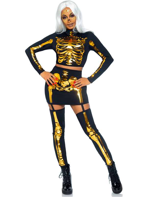 Women&#39;s Golden Skeleton Costume