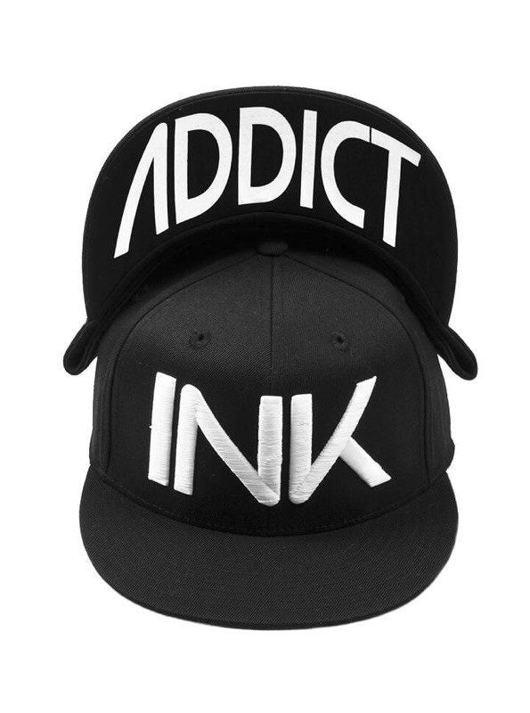 &quot;INK&quot; Fitted Flat Brim Hat by InkAddict (Black/White) - www.inkedshop.com
