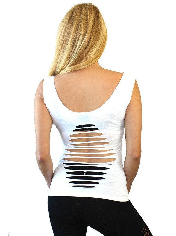 Women&#39;s &quot;Kronic Distraction&quot; Slashed Bow Tee by Demi Loon (White) - www.inkedshop.com