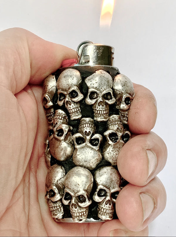 Silver Skull Lighter Cover