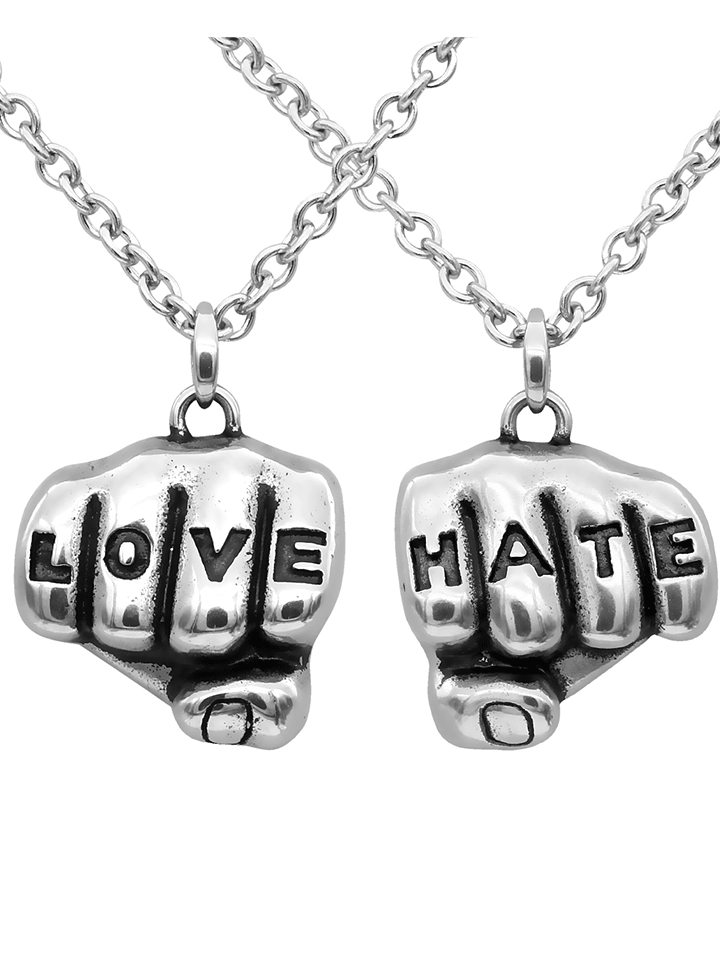 Love N Hate Tattooed Hands Necklaces