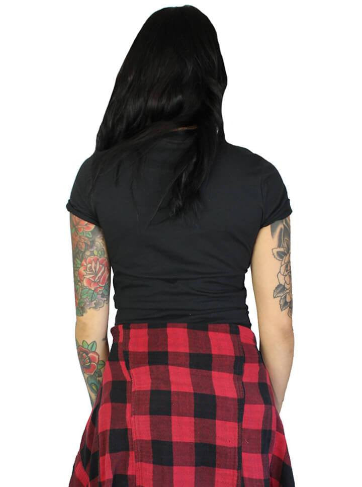 Women&#39;s &quot;No Soliciting&quot; Tie Front Baby Tee by Demi Loon (Black) - www.inkedshop.com