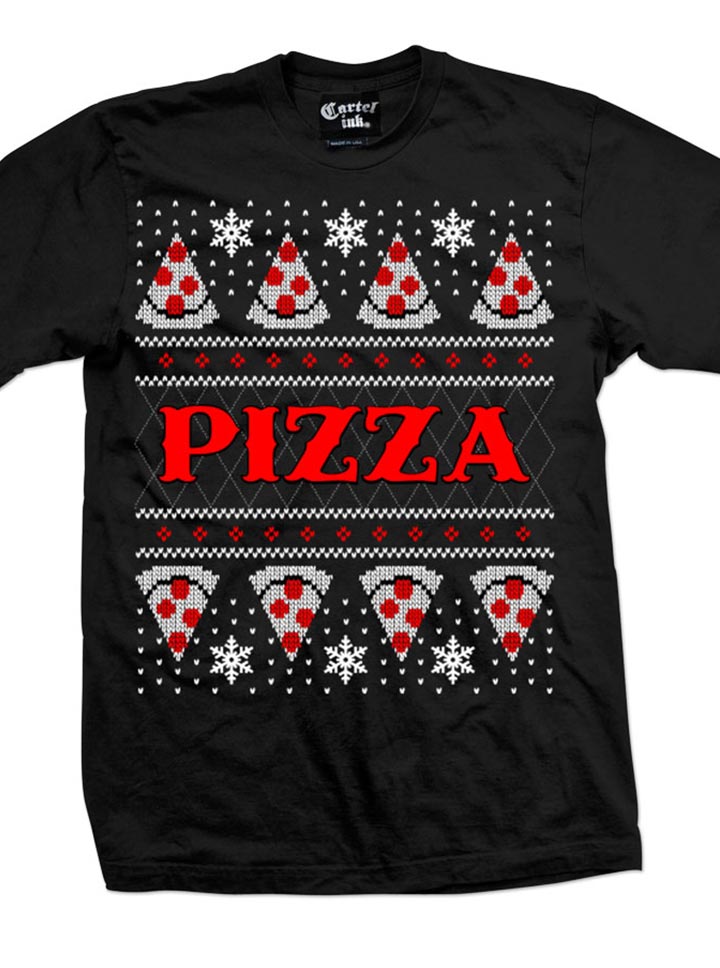 Men&#39;s Pizza Ugly Christmas Sweater Tee