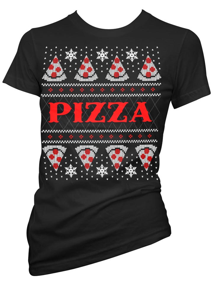 Women&#39;s Pizza Ugly Christmas Sweater Tee
