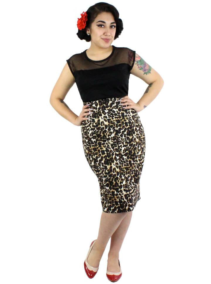 Women&#39;s &quot;Pin-Up&quot; Pencil Skirt by Hemet (Leopard) - www.inkedshop.com