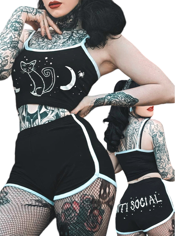 Women&#39;s Antisocial Cat Witch Set