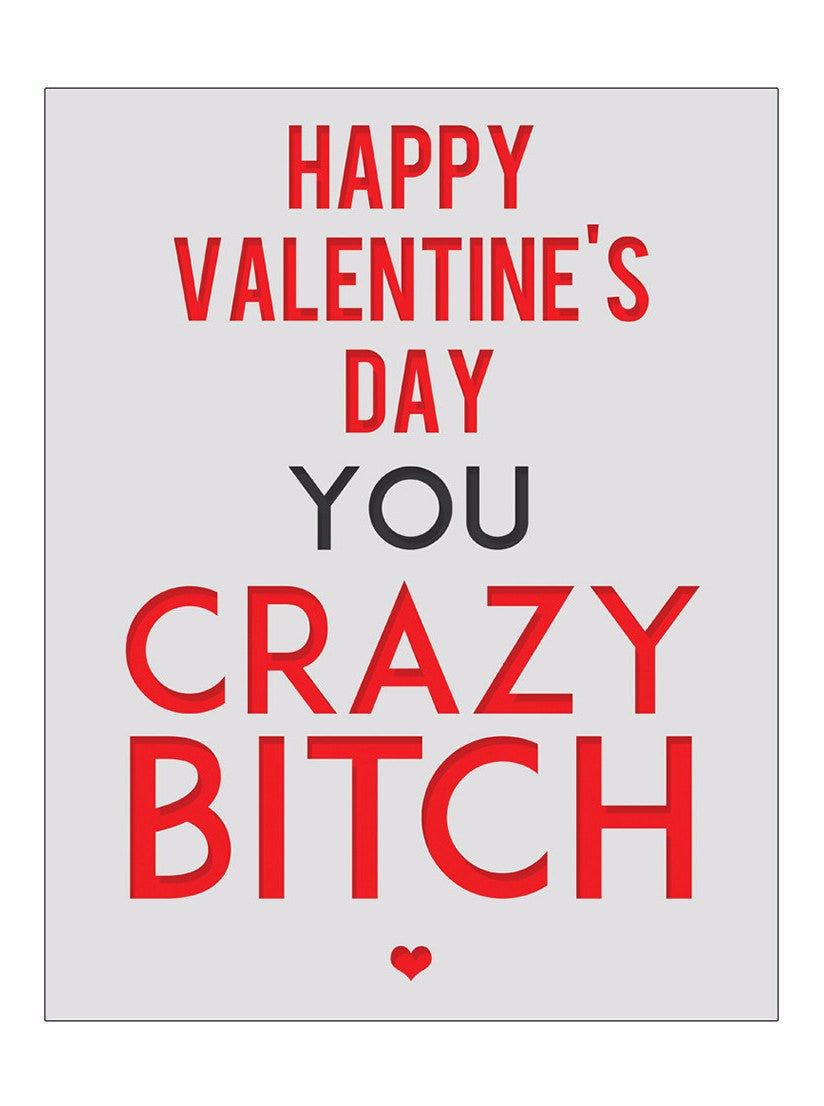 Happy Valentine&#39;s Day You Crazy Bitch Print - www.inkedshop.com