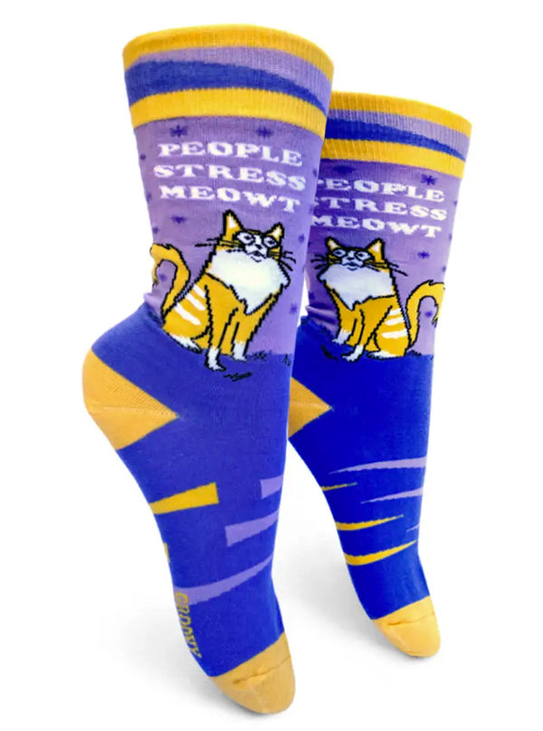 Women&#39;s People Stress Meowt Crew Socks