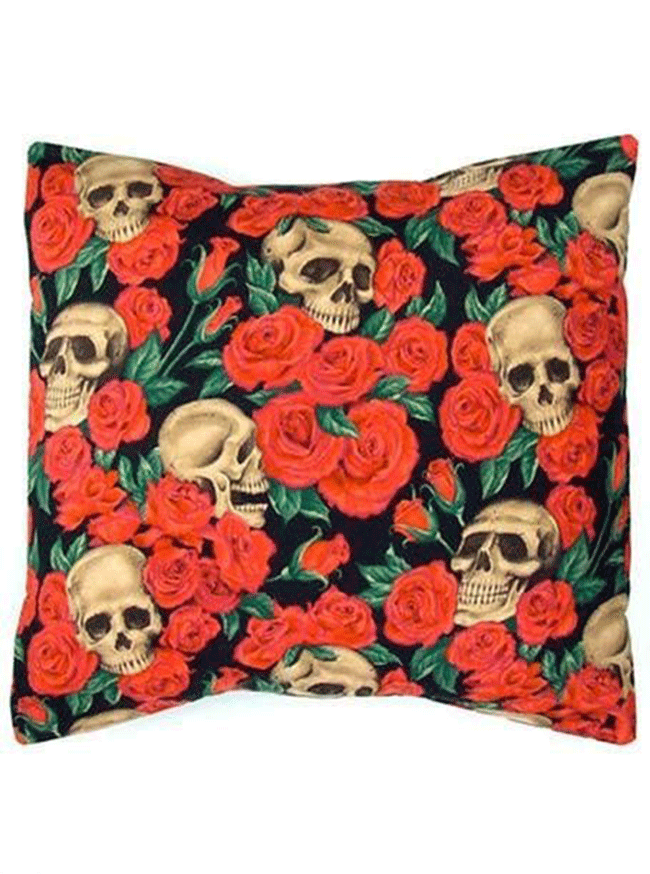 Skulls and Roses Pillow Cover