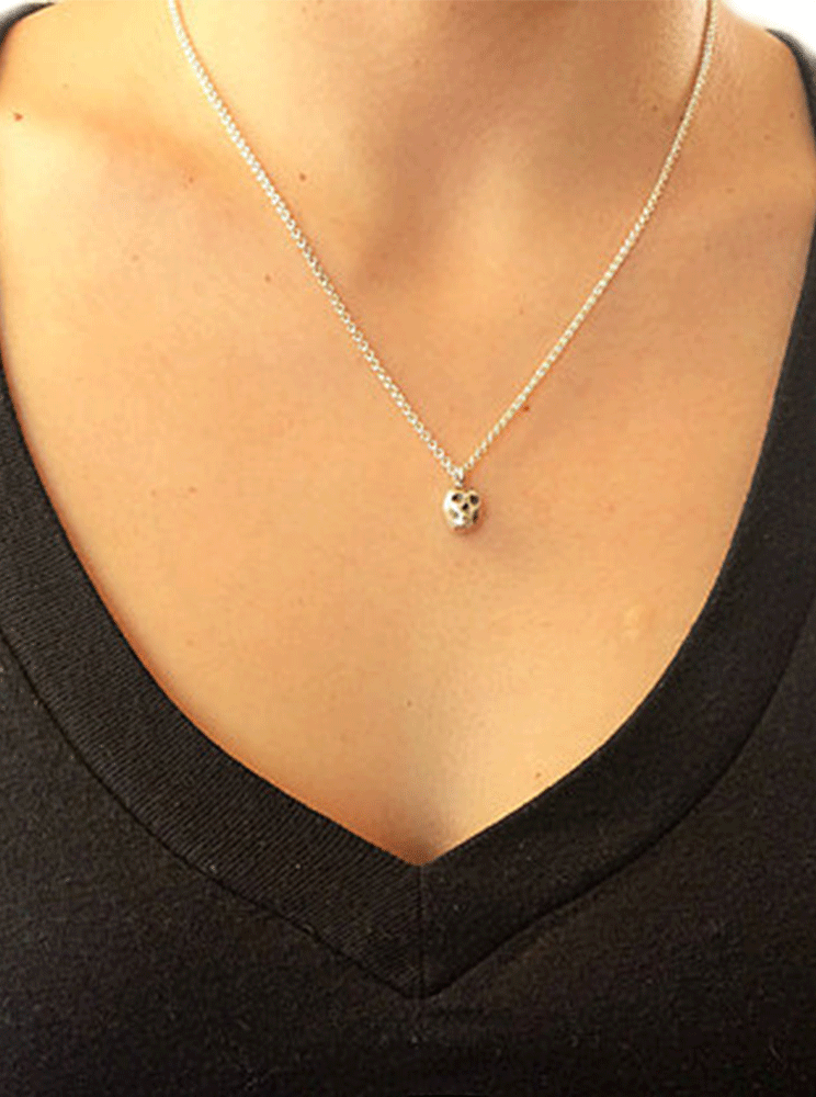 Small Skull Pendant Necklace (Sterling Silver)