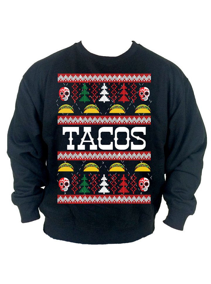 Men&#39;s &quot;Taco&quot; Ugly Christmas Sweater by Cartel Ink (Black) - www.inkedshop.com